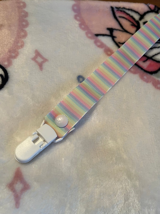 Rainbow Stripes Pacifier Clip