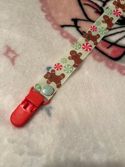 Christmas Gingerbread Pacifier Clip