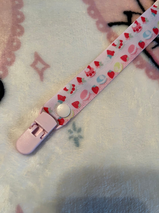 Macaroons and Strawberries Pacifier Clip