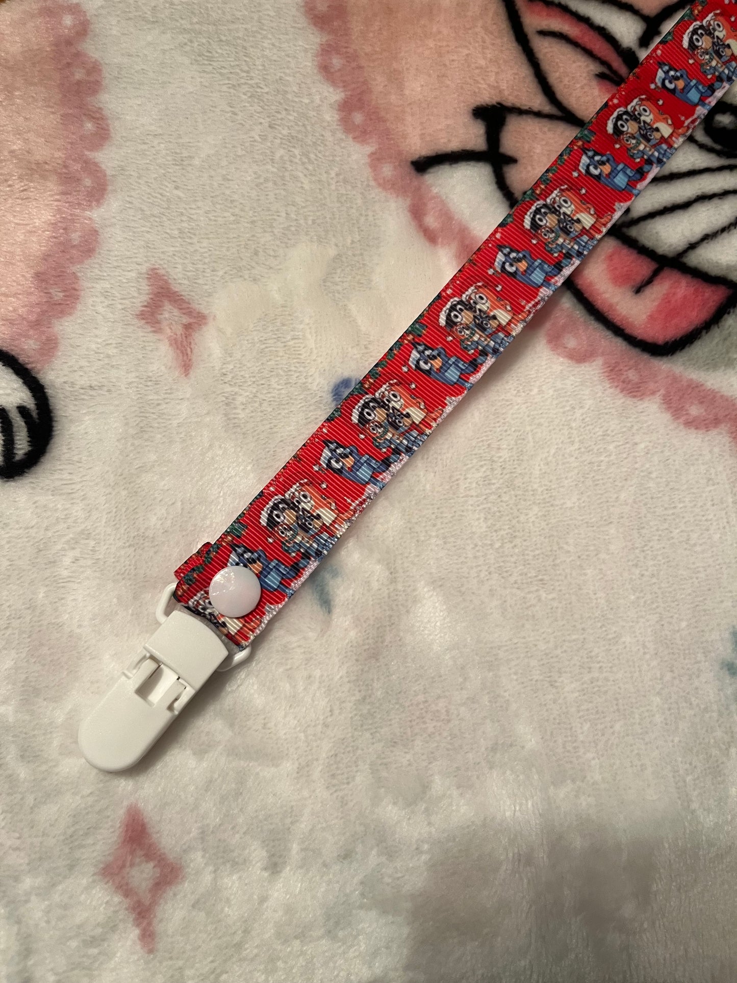 Christmas Red Bluey Pacifier Clip